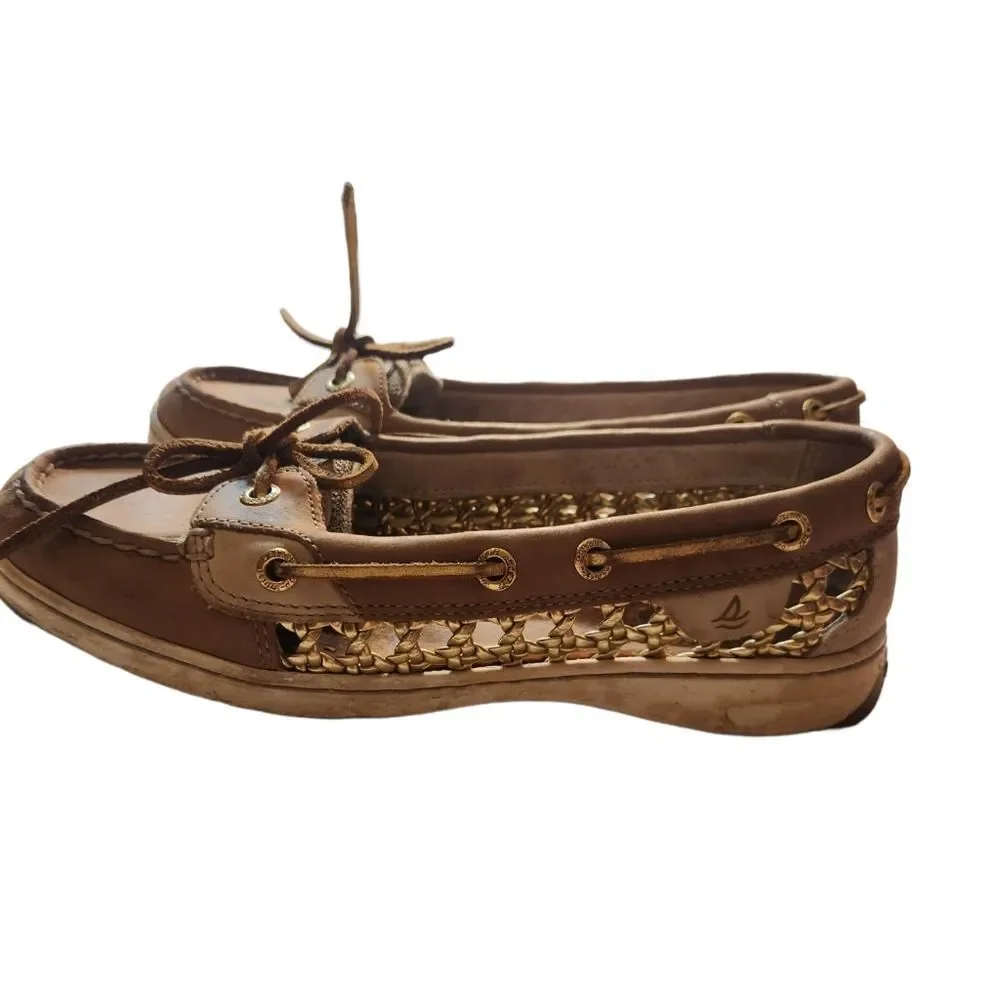 Sperry Top Siders Shoes Beige Gold Womens Size 7M
